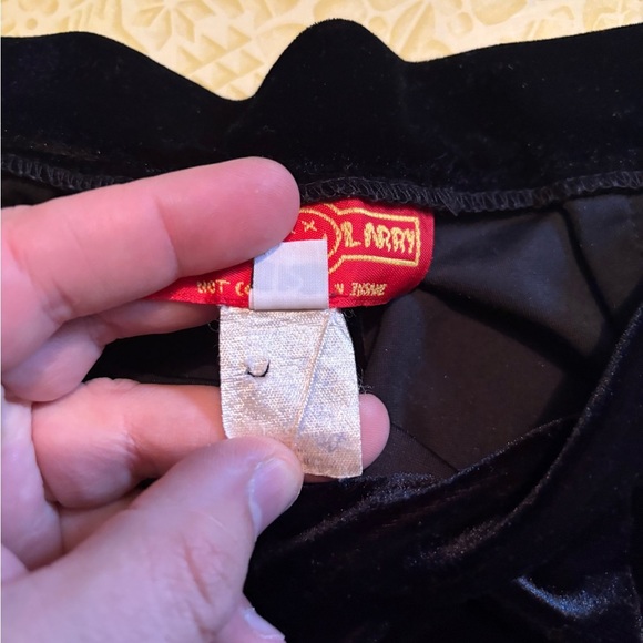 Vintage Elegant Black Velour Straight Leg Pants - Picture 5 of 7